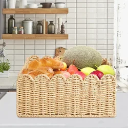 1PC Paper Rope Woven Storage Basket High-capacity Clothing Storage Boxes Kitchen Storage Basket for Pastries Cosmetics Fruits