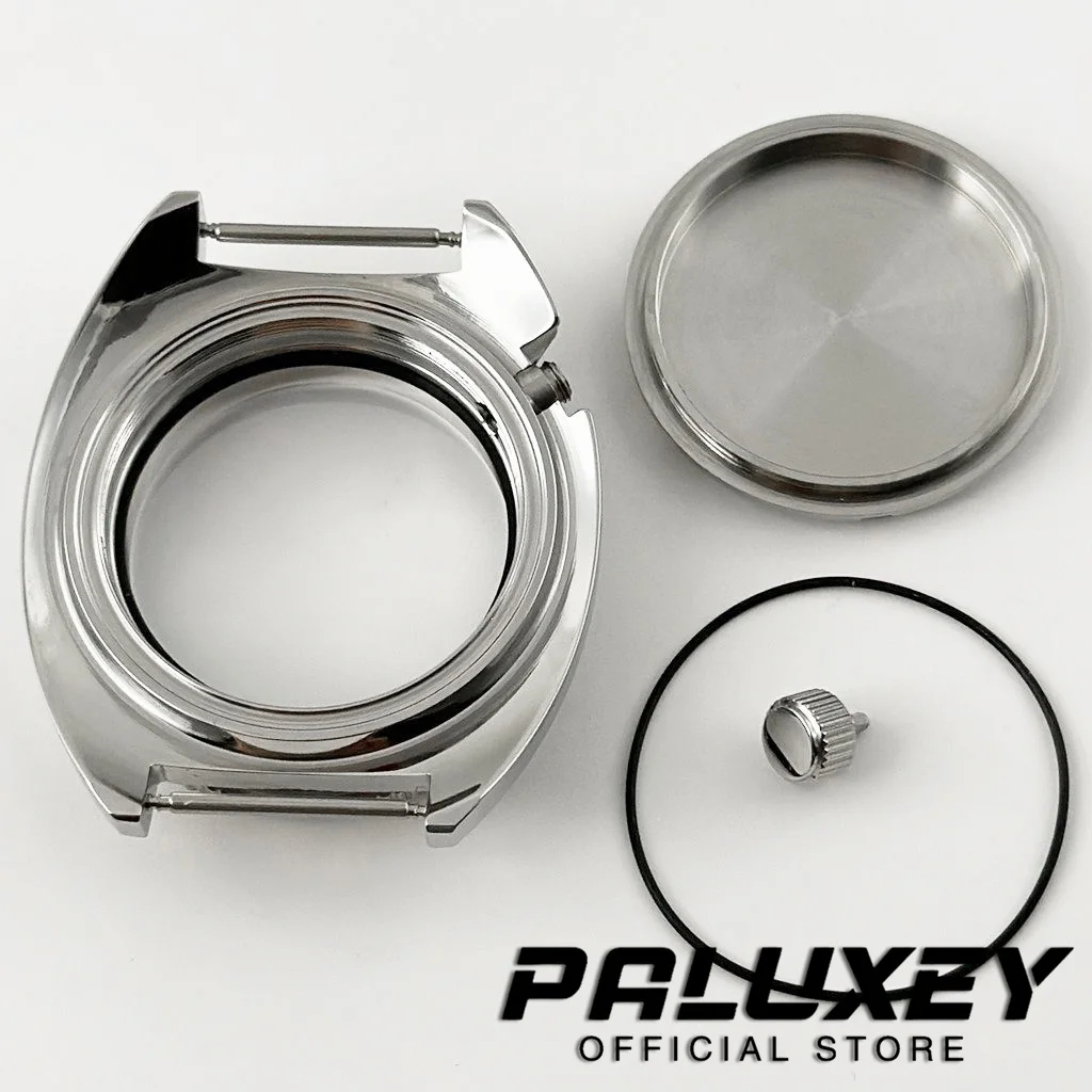 NH35 41 مللي متر علبة ساعة ميكانيكية مقببة الياقوت الزجاج التونة السلاحف لتعديل أذن البحر NH35 NH36 NH34 NH38 حركة 28.5 مللي متر الطلب