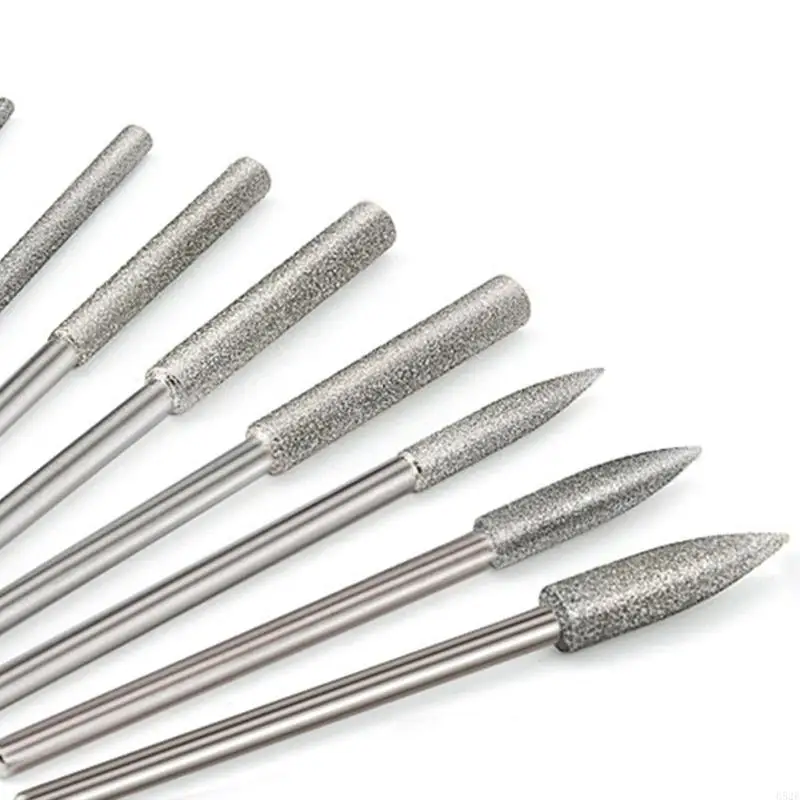 652F Diamonds Burr Set Long Cone Rotary Tool Diamonds Mounted Point set 11pcs for Precisions Grinding in Ceramic Glass & Stone