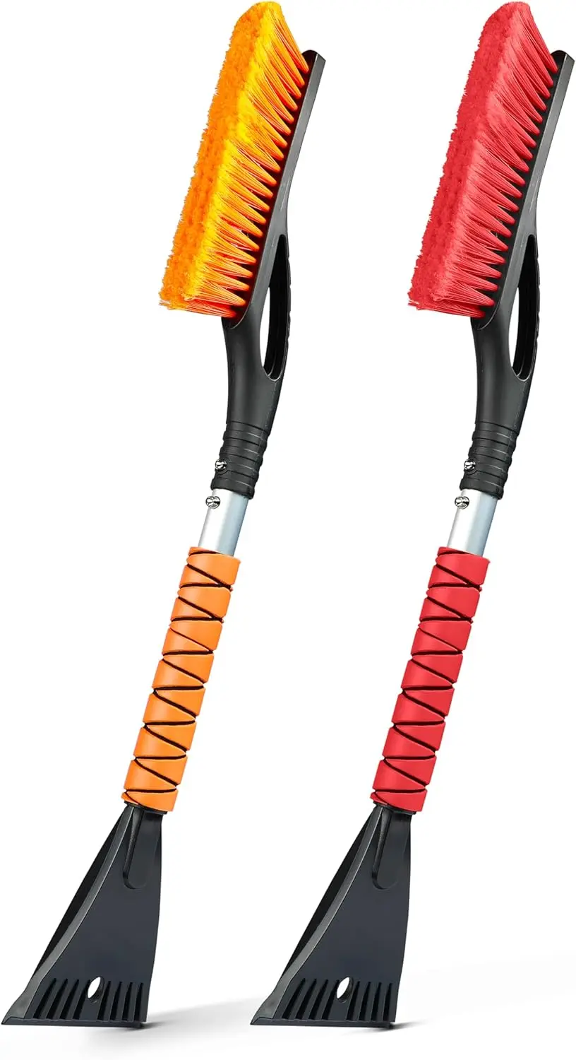 

27-Inch Car Snow Brush and Ice Scraper (2 Pack) with Ergonomic Grip for Cars, SUVs, Trucks