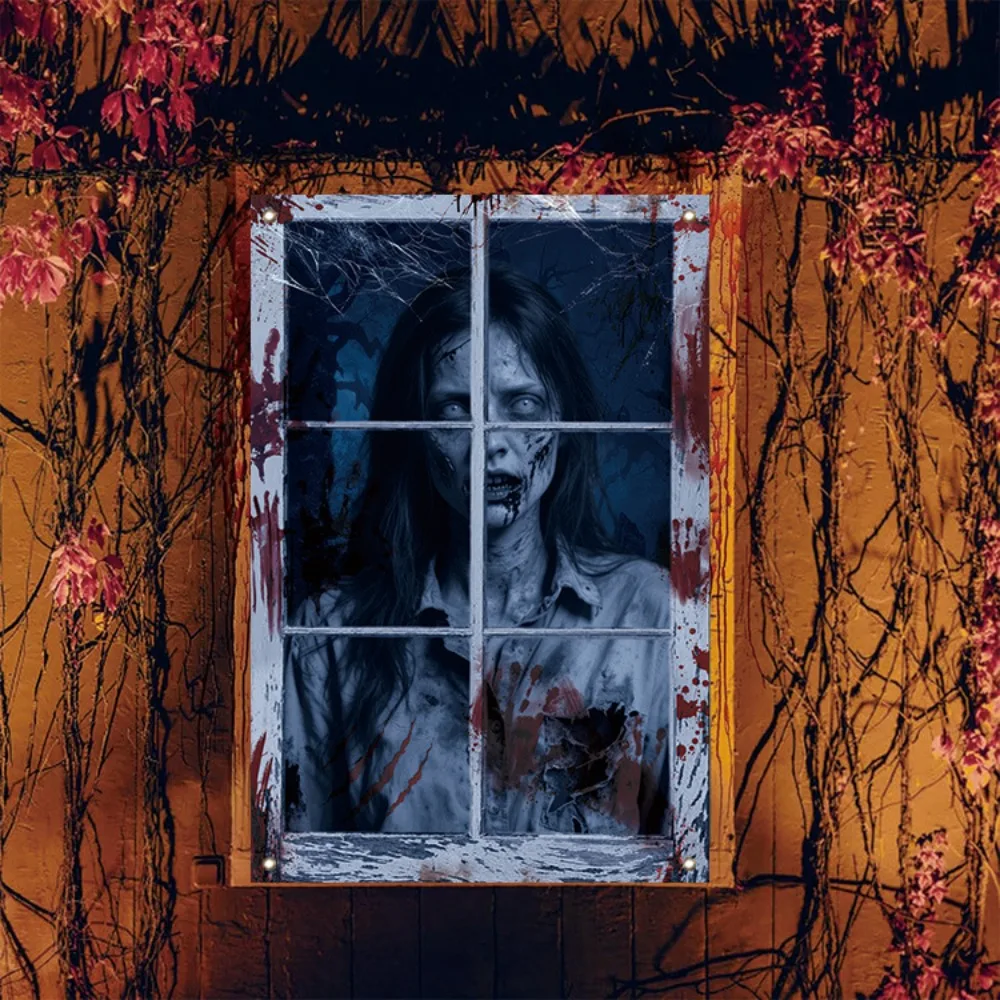 

Halloween Horror Ghost Decorations - Party Banner + Window Silhouette Flag, Immersive Atmosphere, Indoor/Outdoor Universal