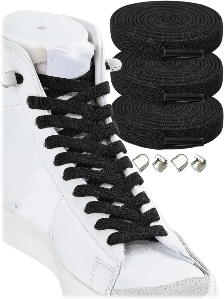 

No Tie Shoe Laces Tieless Flat No Tie Elastic Shoelaces for Kids and Adults Sneakers Quality Double-layer 8mm Shoelace 3 Pairs