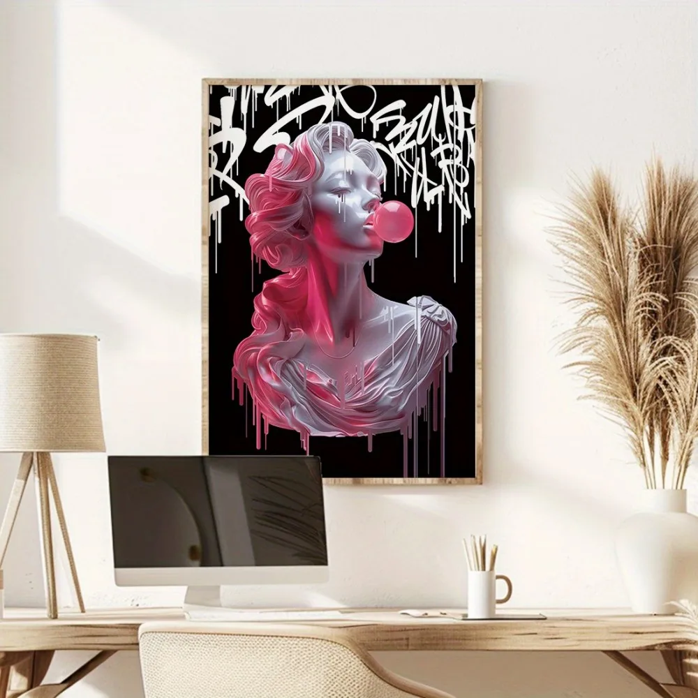 VIKAMA Ms. Mercury Bubble Blowing Art Wandteppich, Art-Deco-Stil, Wandbehang für Wohnzimmer, Esszimmer, Café, Heimdekoration