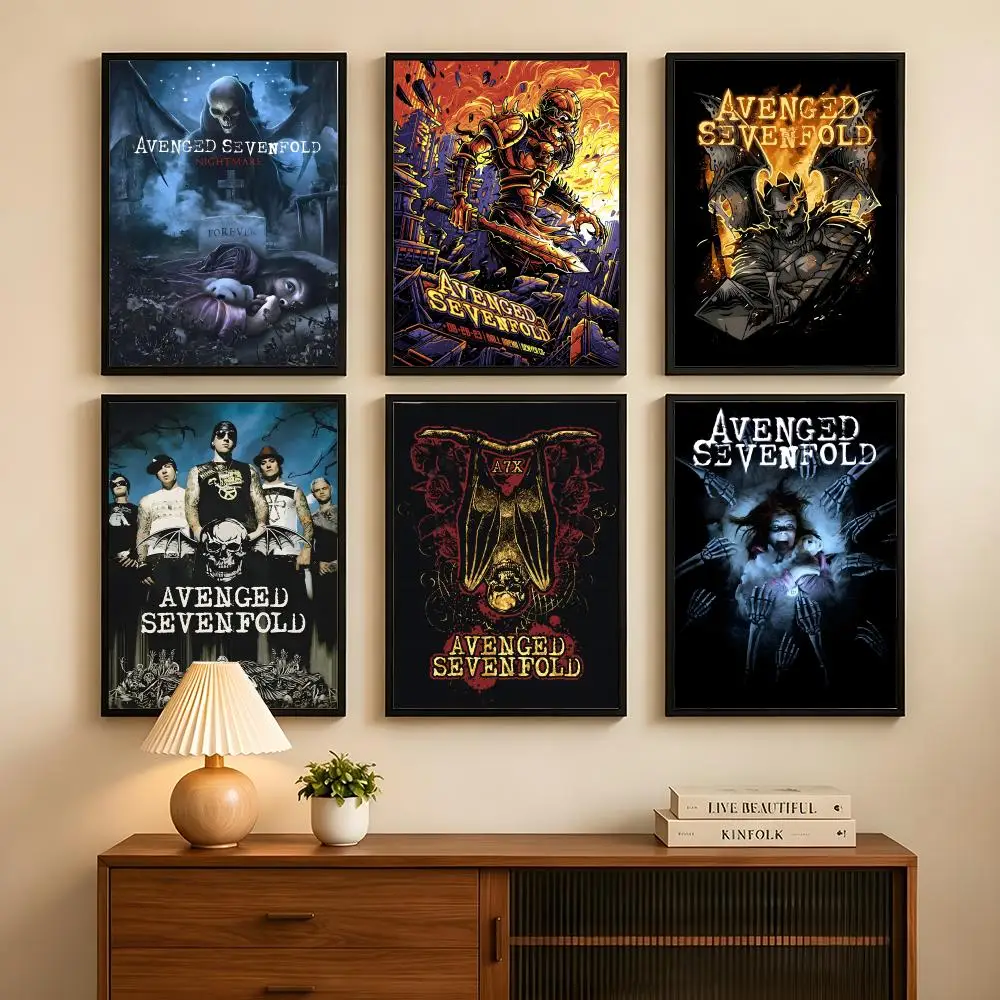 Affiche musicale M-Avenged S-Sevenfold, autocollant artistique auto-adhésif en papier imperméable, décoration murale pour café, Bar, salle