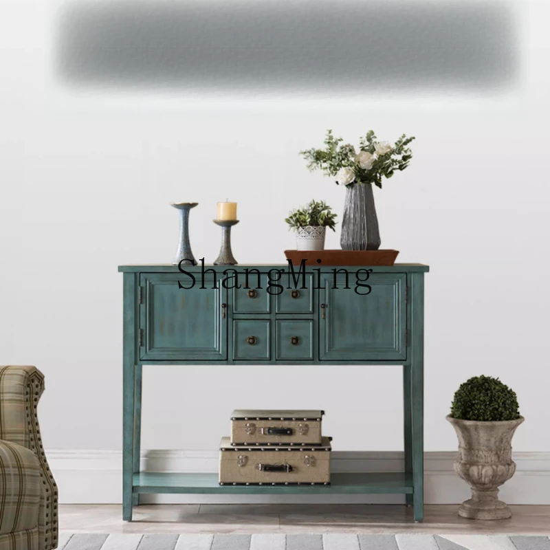 

ZYY Mediterranean style entrance cabinet, living room screen partition, modern simple wall side table, old dining side cabinet