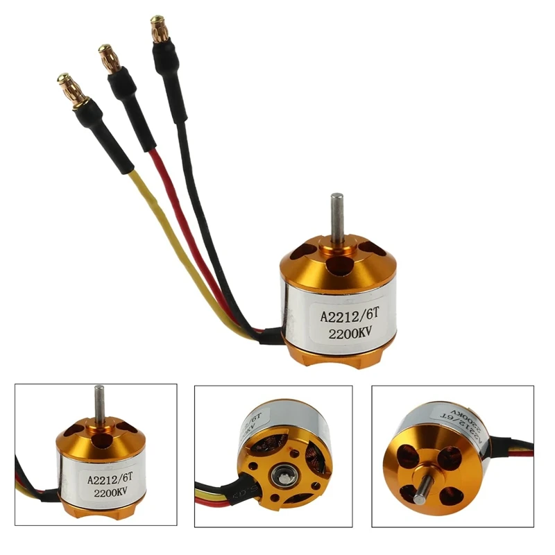 Motor Outrunner sin escobillas con montaje 10T/6T + 30A XT60 ESC para Rc Aircraft Quadcopter UFO, 2212 1400Kv/2200Kv, paquete de 2