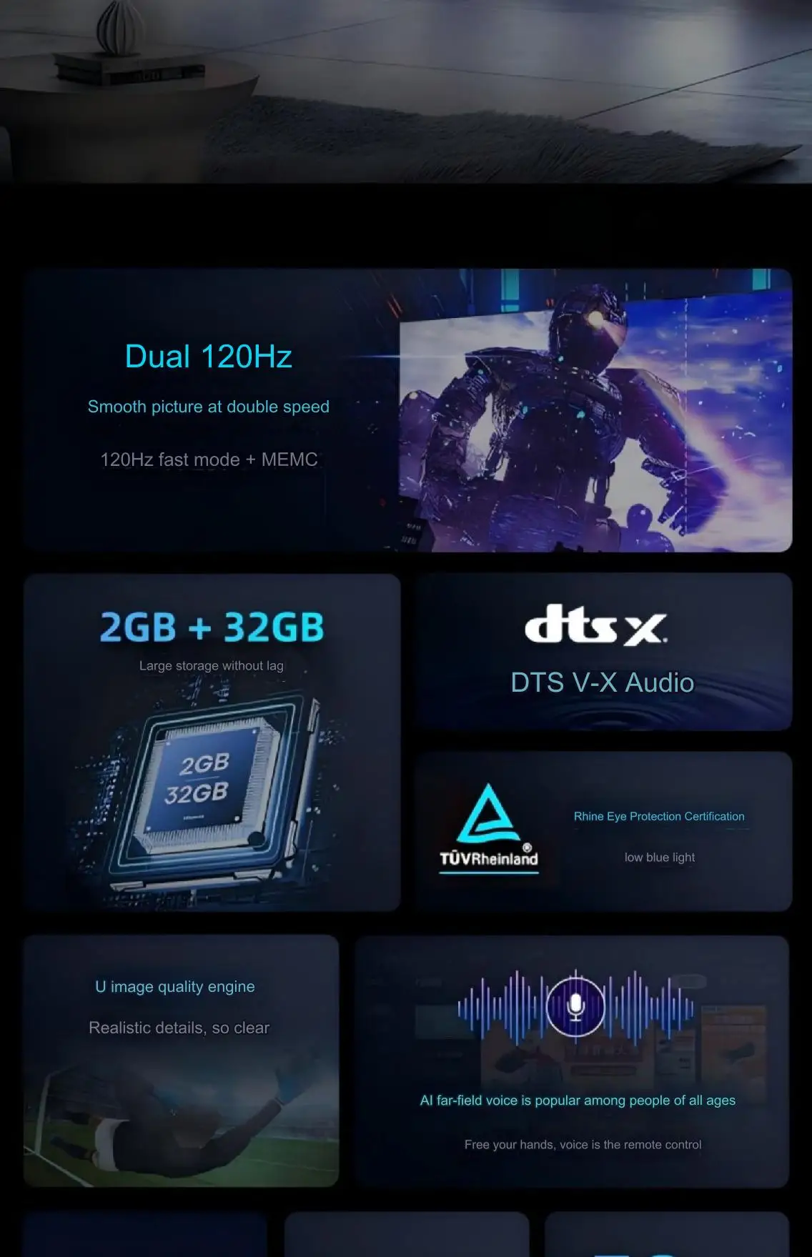 تلفزيون هايسنس 75E3H 75S30 75 بوصة 4k 120 هرتز 2 + 32 جيجابايت MEMC ULED TV شاشة كبيرة مضادة للاهتزاز تلفزيون هايسنس الذكي #5