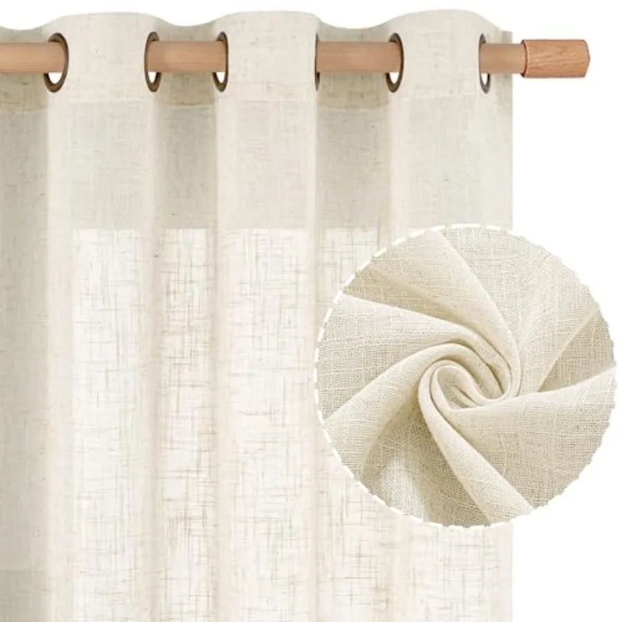 

Ivory Long Curtains for Living Room 108 Inch Long Bronze Grommet Light Filtering Window Textured Neutral Sheer Drapes for Bedro