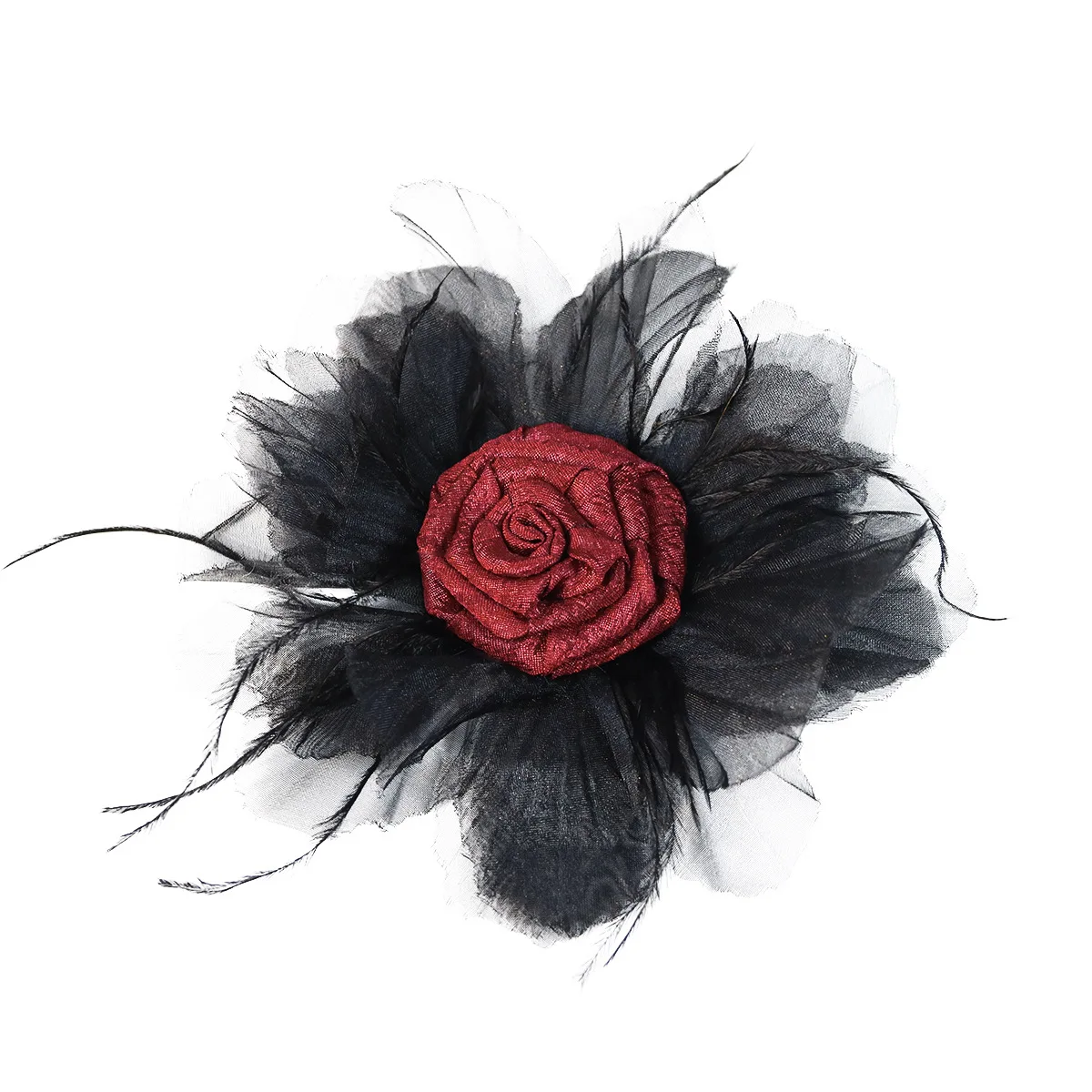 Dark Thorn Rose Flower DIY Handmade Feather Headwear Accessories Clothing Auxiliary Materials Shoe Flowers Decorative Items