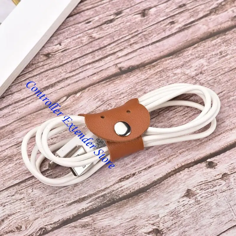 N84b Cartoon Bear PU Cable Clips Management Buckle Buckle Manage للأجهزة الإلكترونية