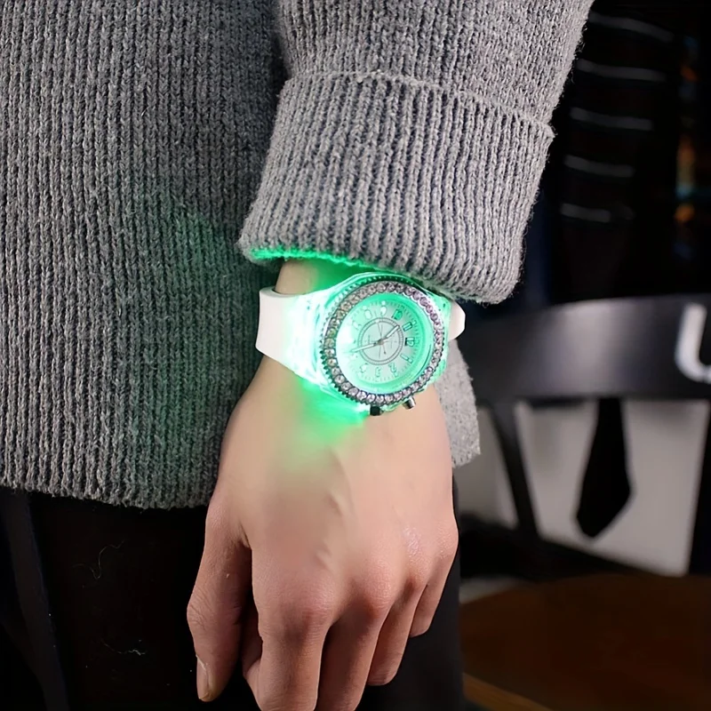 Luminous Electronic Watch For Students, Rhinestone Couple , New Year\'s Gift