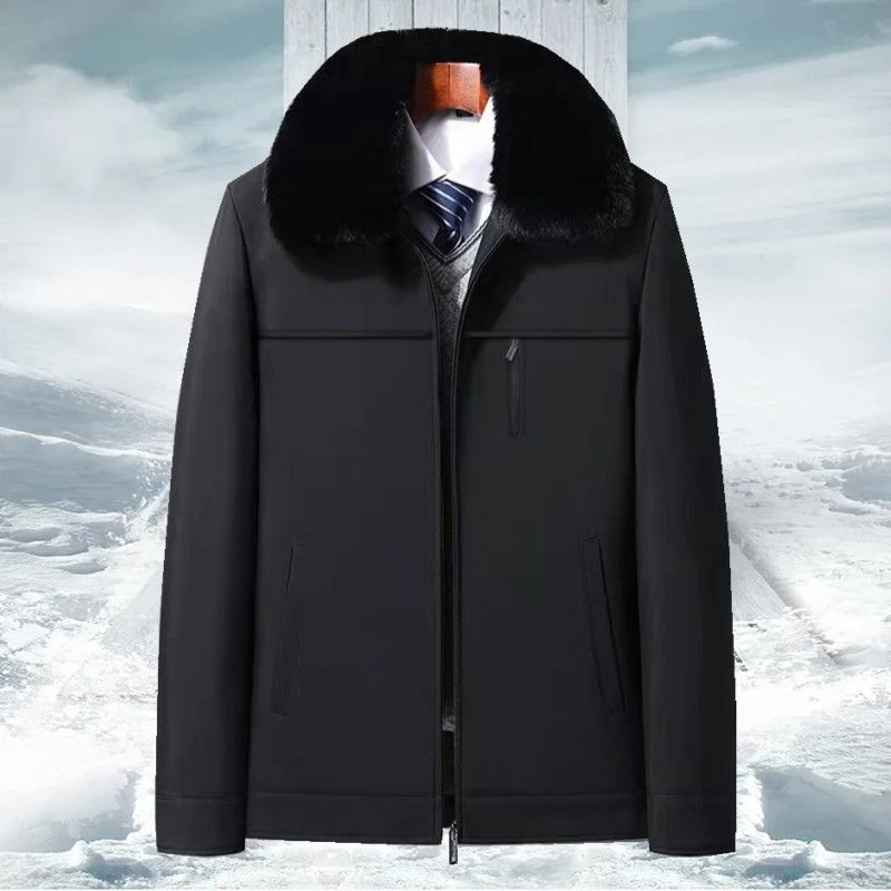 Men's Cotton Jacket Thickened Middle and Elderly Warmth Preservation Dad's Winter Removable Fur Collar  Clothing A261