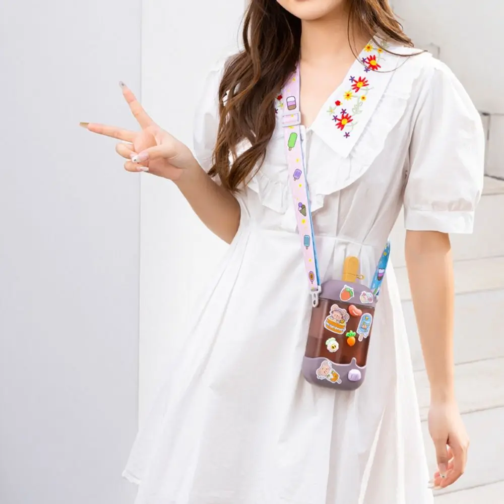 

Modern Sealed Popsicle Straw Cup Leakproof Anti Fall Cartoon Water Bottle Cute Plastic Drinking Kettle Children
