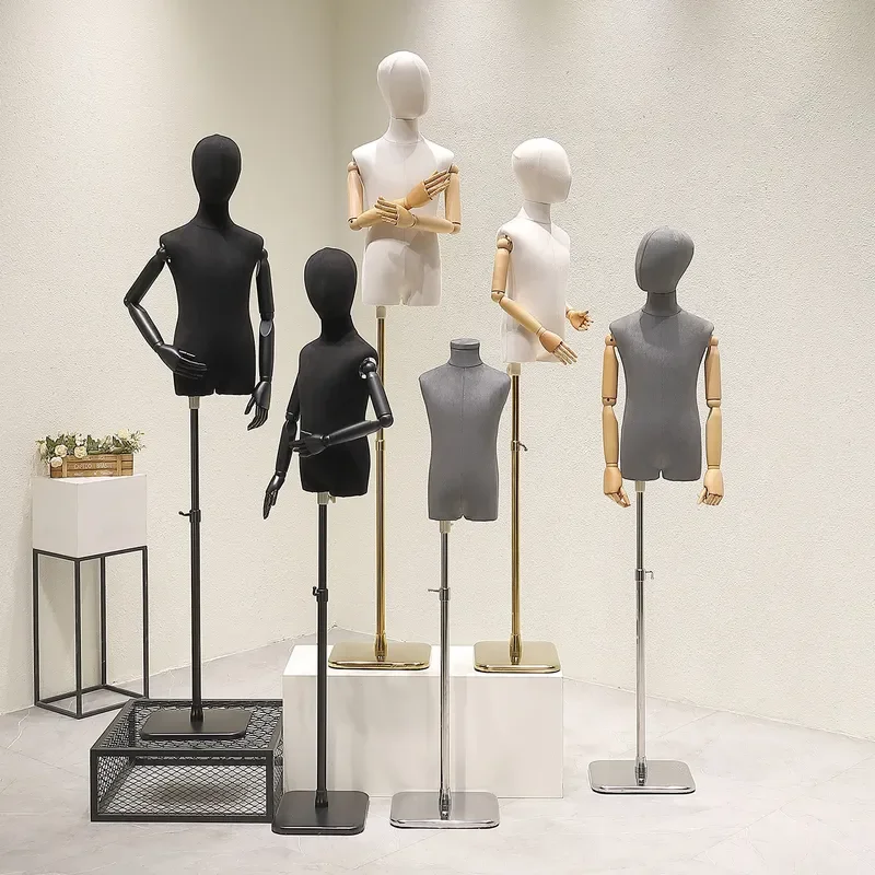 for High-end Suede Children Model Half-body Dummy Table Special Display Stand for Kids Clothing Store Window Props