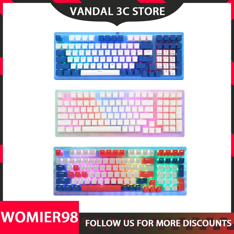 

Womier 98 Mechanical Keyboard Transparent Acrylic Wired Gasket Rgb Hot Swap Custom Pc Office Gaming Keyboard For Desktop Laptop