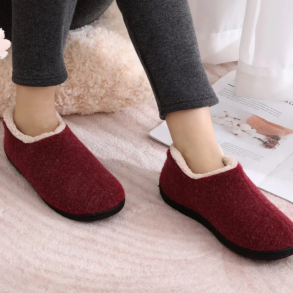 Comwarm Plush Cotton Shoes For Women Winter Fuzzy House Slippers Anti slip Soft Warm Home Fur Slides Outdoor Fluffy Fur Shoes