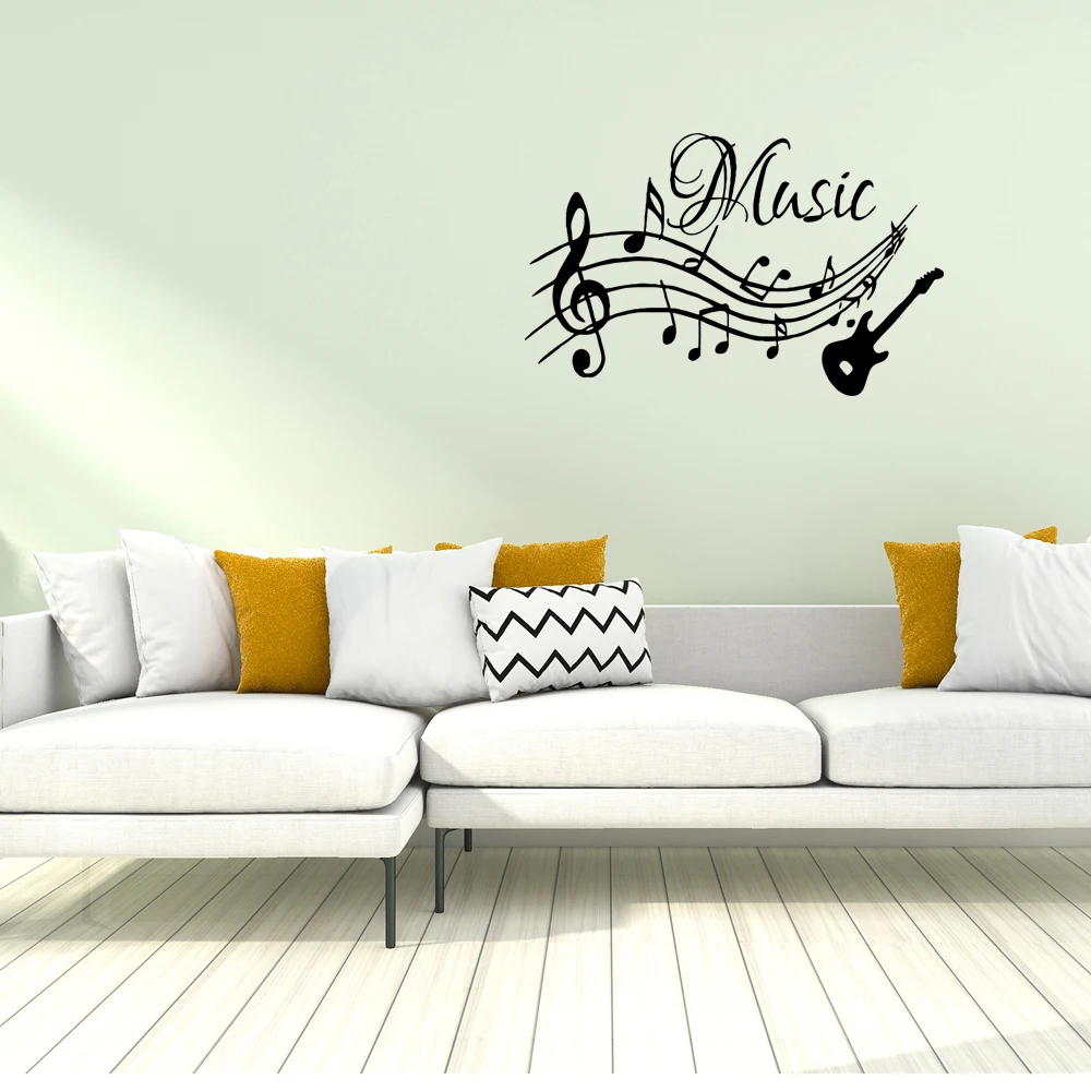 1 pc pretty music Beating notes Nursery Wall Stickers For Kids Room Living Room Home Decor Diy Home Decoration Waterproof Decal