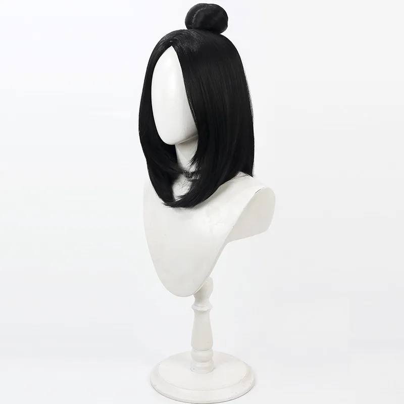Black Myth: Wukong Little Fox cosplay wig black center part detachable buns Halloween gift