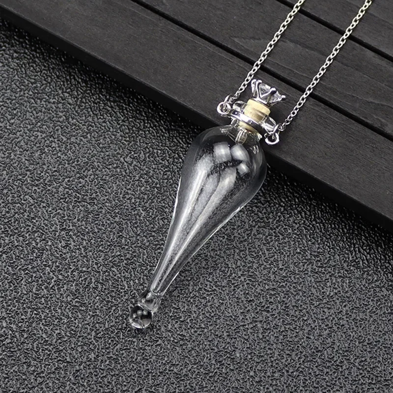 Fashion Magic Glass Perfume Bottle Pendants DIY Wishing Drifting Potion Lucky Aromatherapy Essential Oil Bottle Necklace Jewelry