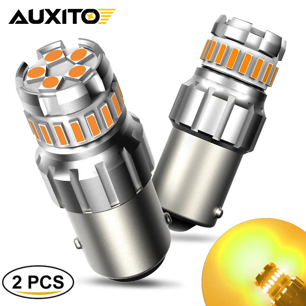 AUXITO 2x Orange LED Turn Signal Light 12V P21W 1156 BA15S 1157 P21/5W Brake Reverse Light For Audi BMW F10 Kawasaki Ford Fusion 