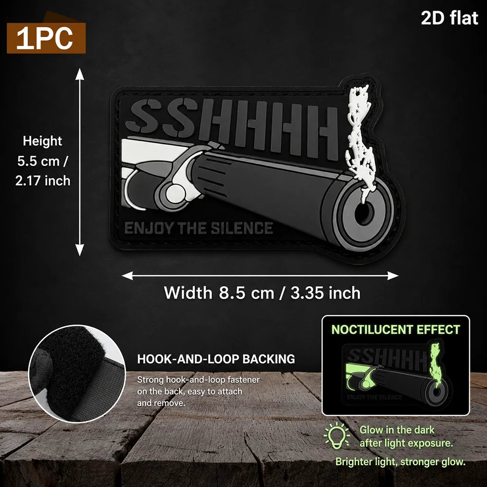 Specifications Available: 1Pc/2Pcs/3Pcs Silent Noise Reducer, Special-Shaped Pvc Arm Patch with Velcro, Includes a Textured 3D Edge, Strong Adhesive with Glow-In-The-Dark Effect, Reusable and Removable, Suitable for Motorcycle Backpacks, Camping, Baseball Caps, Functional Vests, Military Fans, Backpack Decoration Accessories