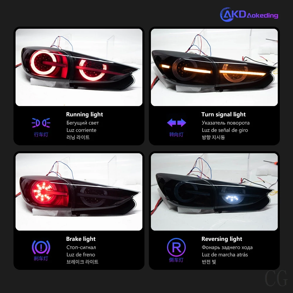 Car Styling Taillights for Mazda 3 Axela Hatchback LED Tail Light 2014-2019  DRL Rear Turn Signal Automotive Accessories