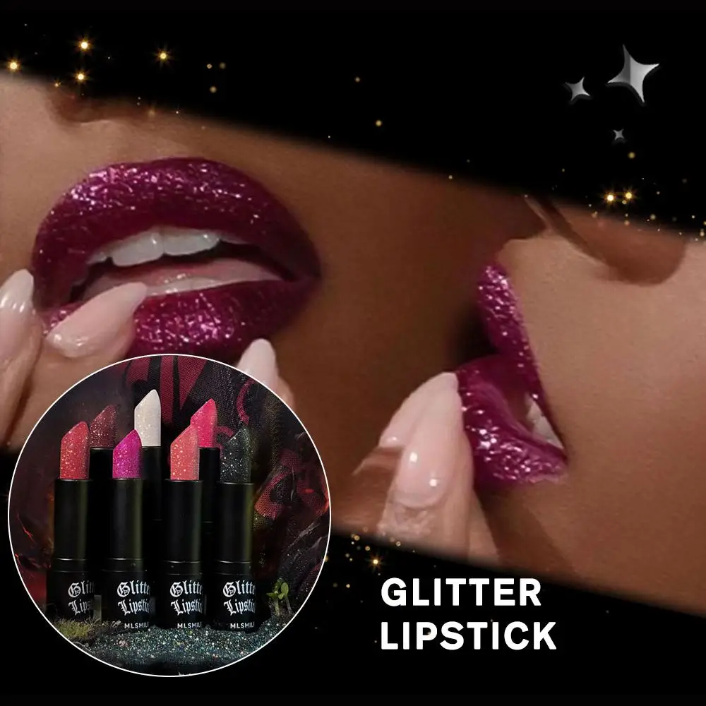 Glitter Lipstick Waterproof Long Lasting Moisturizing Cup Lip Matte Diamond Red Lips Pearlescent Non-stick Makeup Sexy Tint D5A4