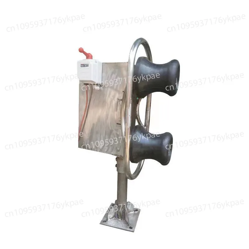 Marine 12V24V Electric Net Hoist, Rope Hoisting Cage Hoisting Net Vertical Double Wheel Stainless Steel Rubber Wheel Small