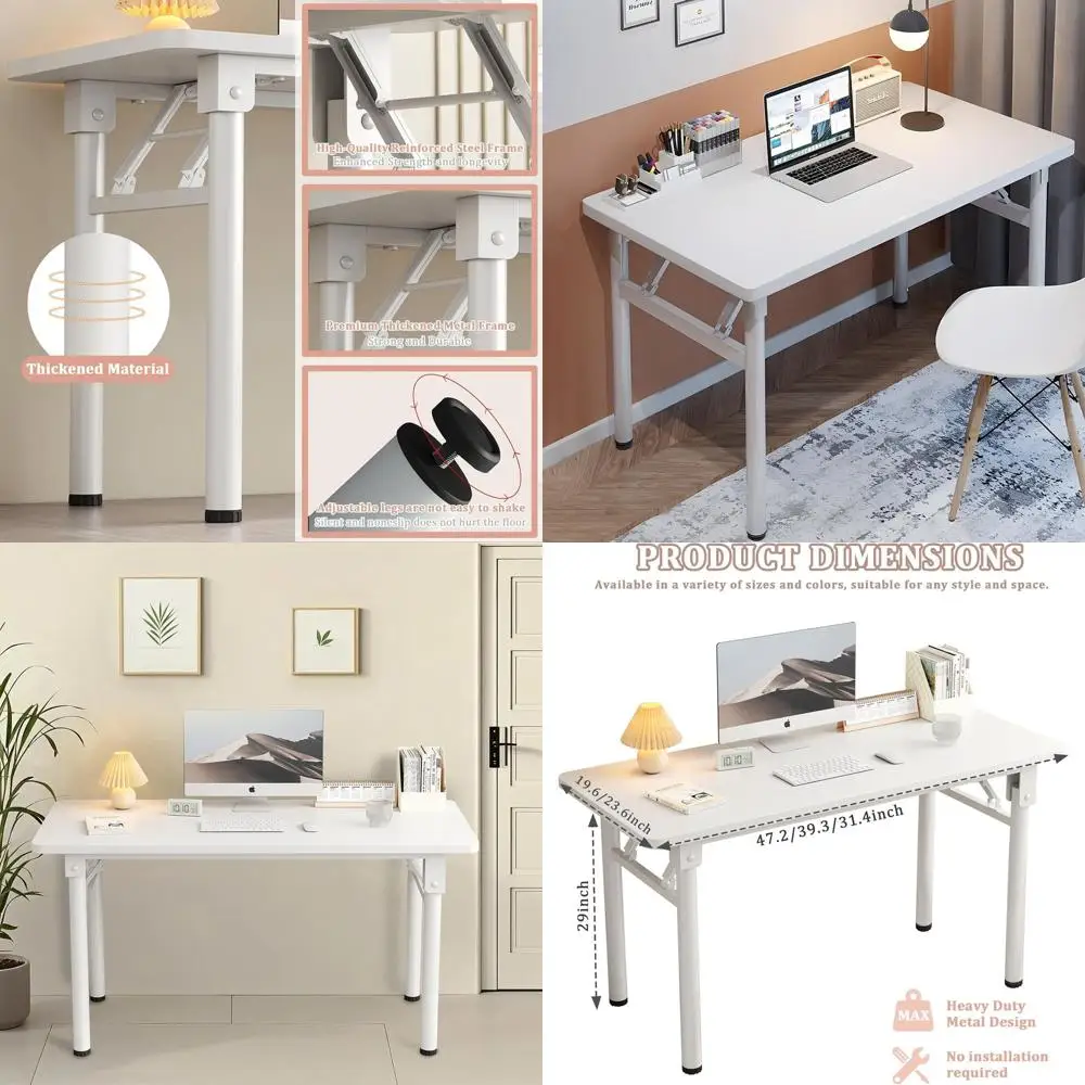 

Space-Saving Folding Desk for Home Office - No Assembly Needed, Writing and Computer Workstation