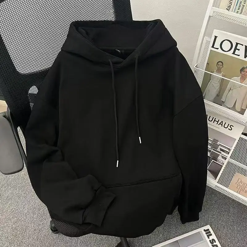 

Модная толстовка-худи оверсайз с мультяшным принтом, на флисовой подкладке, для пар, в американском стиле, новая, свободного кроя, из полиэстера