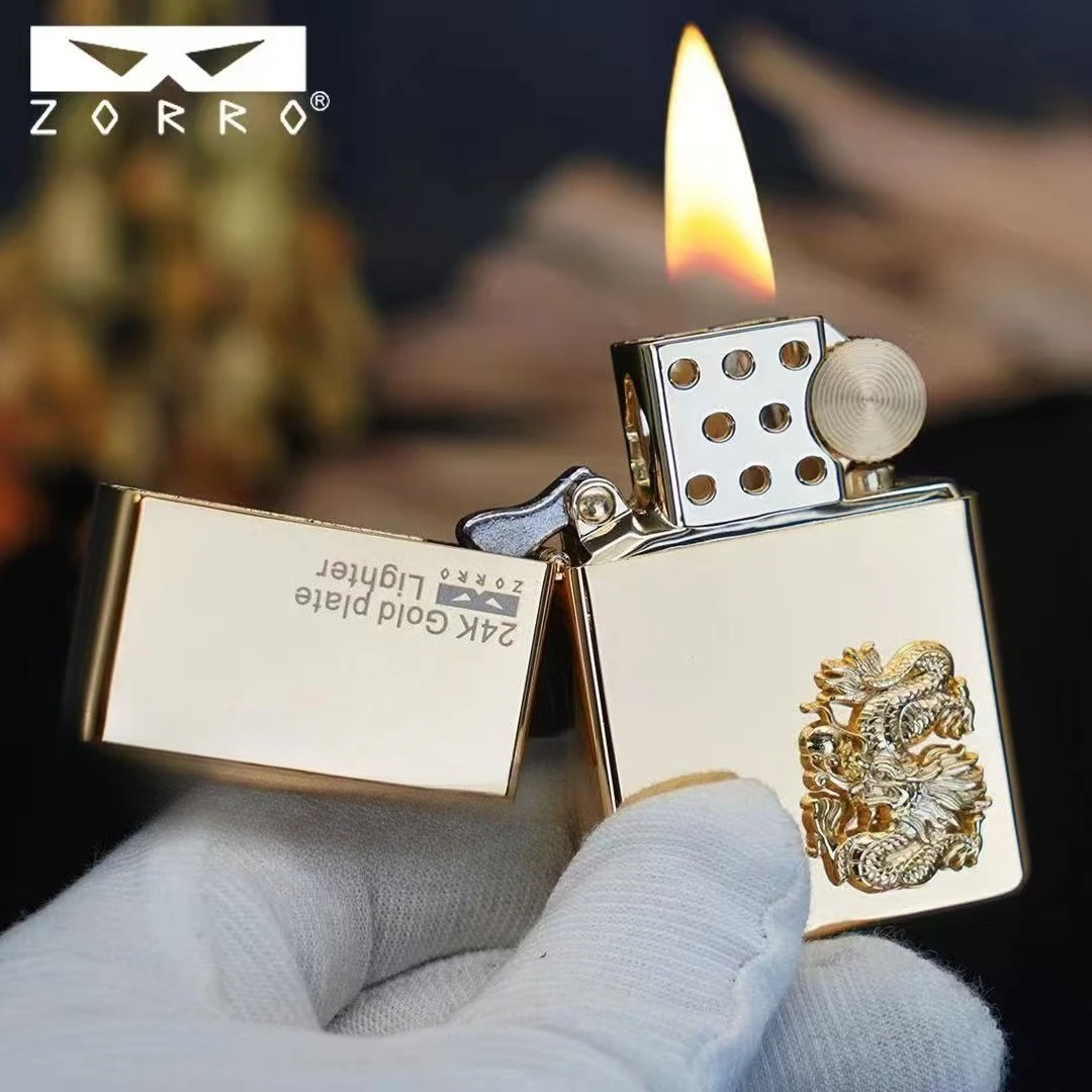 

Подлинная зажигалка Zoro с шлифовальным кругом, 12 знаков зодиака, позолоченный светильник 24 карата, роскошный элитный подарок для подарка на день рождения парню