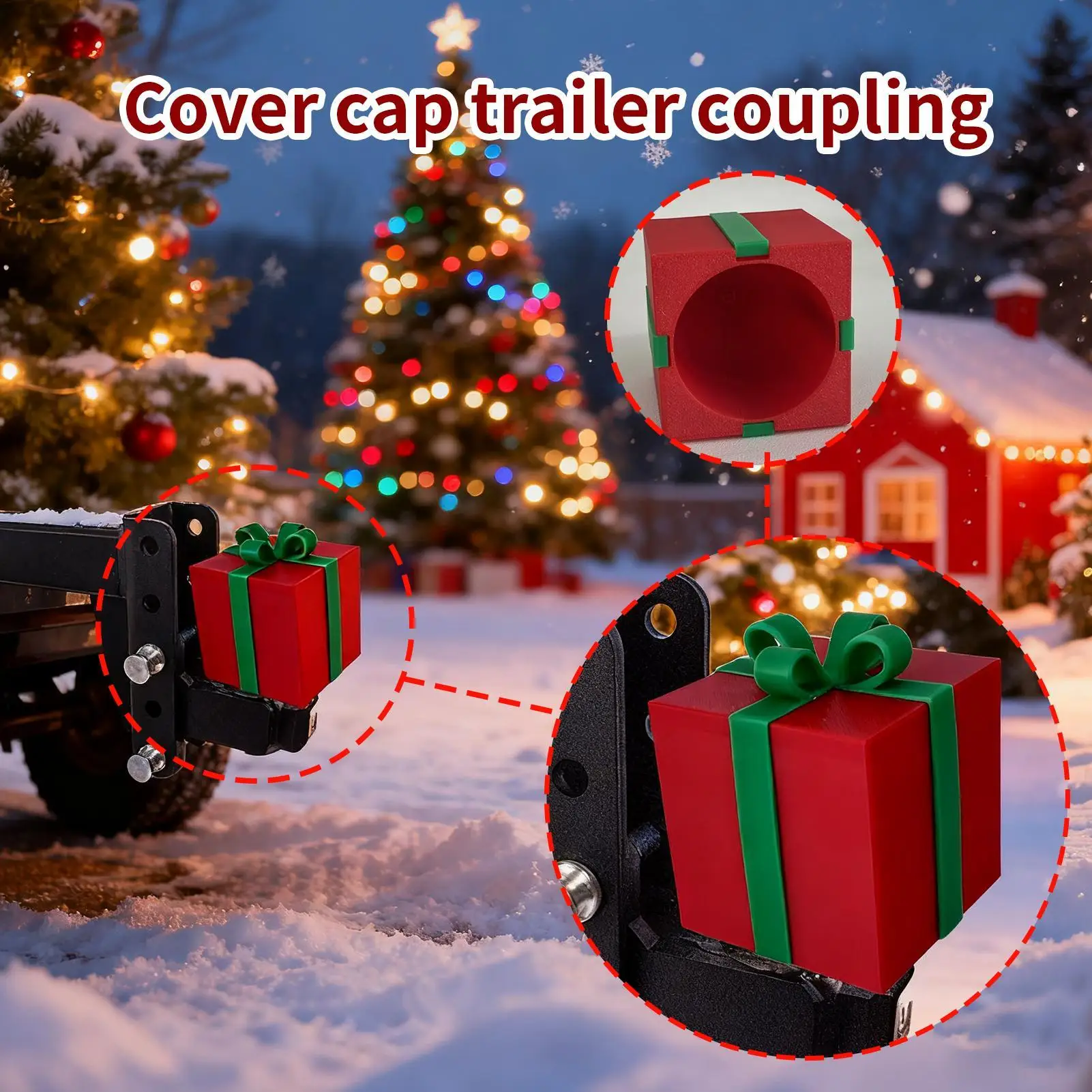 Tow Hitch Covers Christmas Box Receiver Tube Hitch Plug Cartoon Exterior Accessories For Towing ATV Car Vehicles Trucks RV Boat