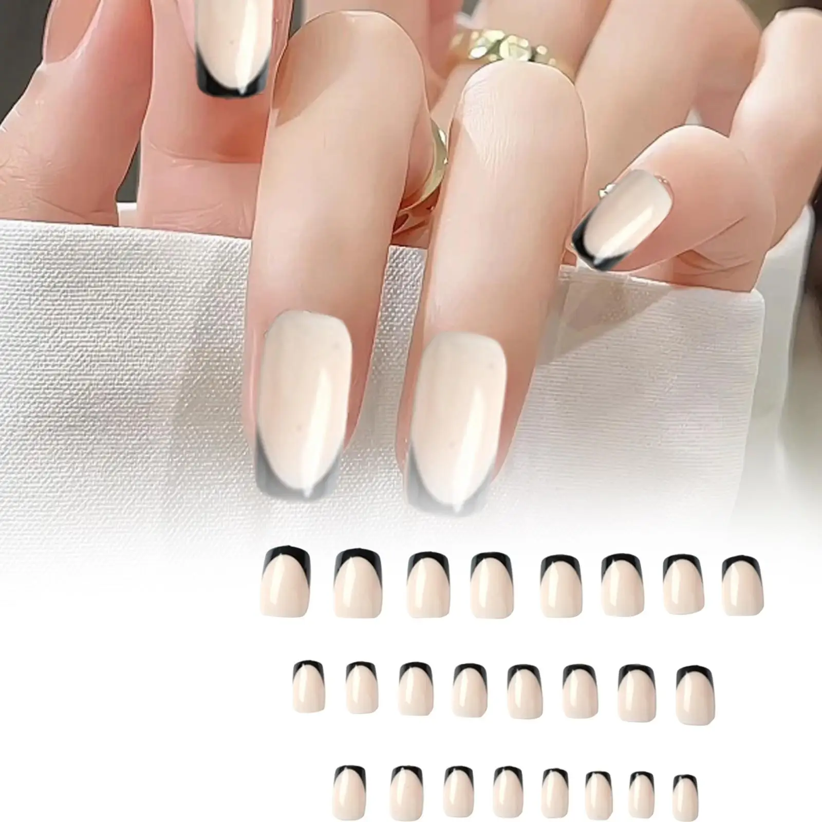 24x French Manicure Fake Tips Daily Office DIY Nail Art Nail Art Decoration Nail Decor for Holidays Prom New Year Wedding Party