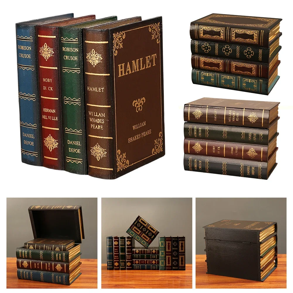 

Simulation Book Storage Box Pocket Anxiety Bookshelf European Retro Fake Book Ornament Decoration Office Book Model Photo Prop