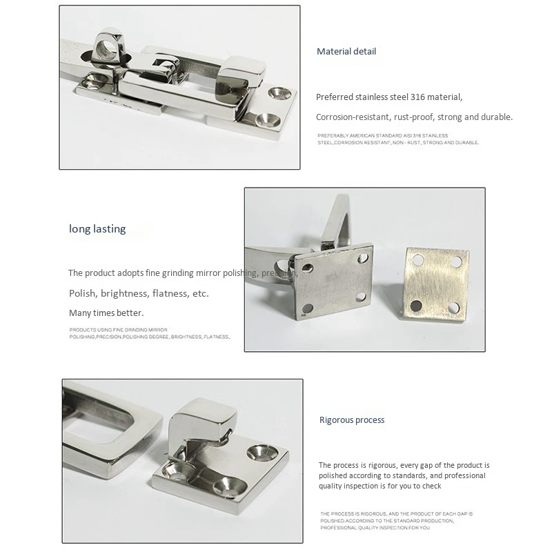 Hot-A015-Marine-cerradura de cubierta de barco de acero inoxidable 316 de grado, abrazadera de pestillo antichoque, Hardware marino, accesorios para yates y barcos