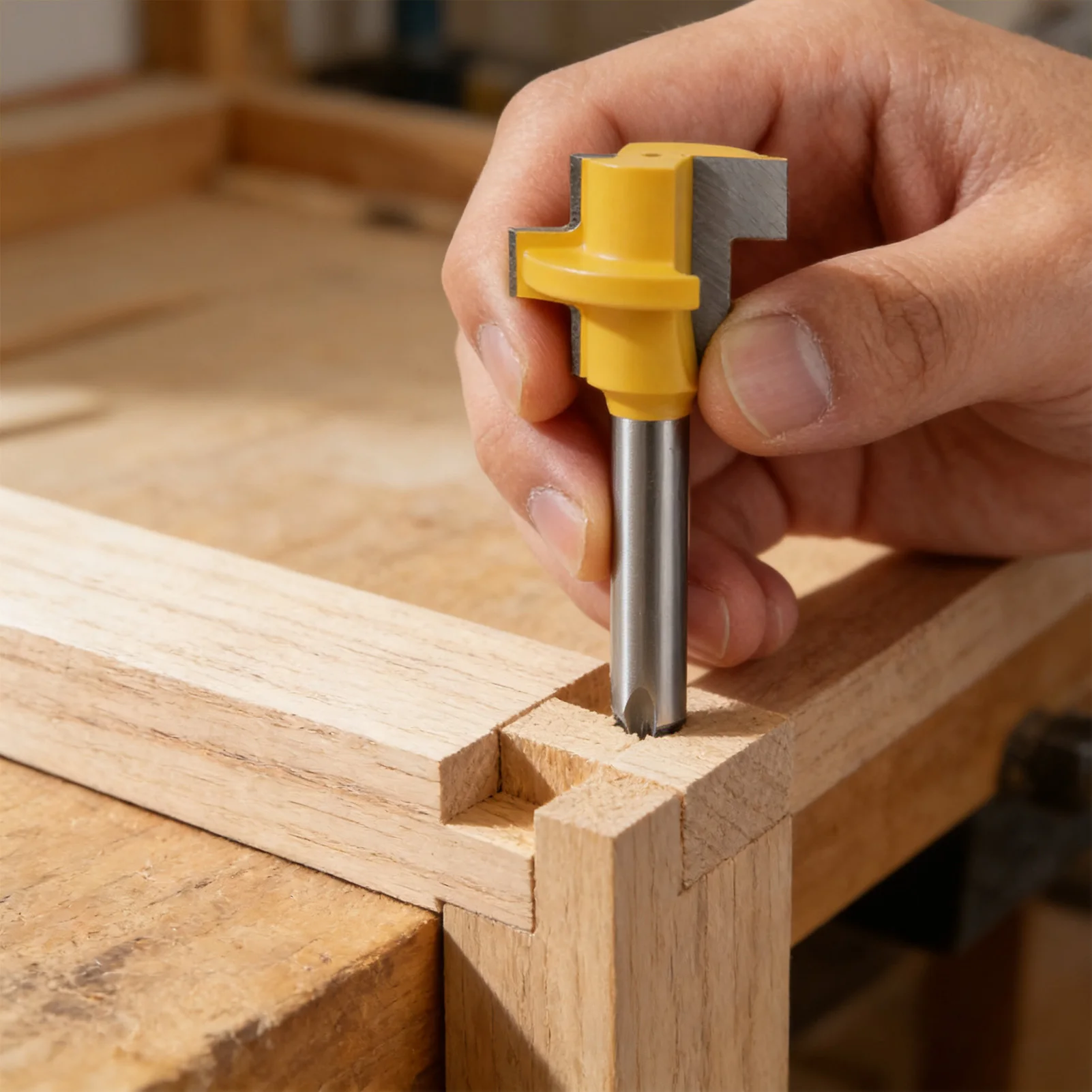 2PCS Coltelli per giuntura in carburo di tungsteno tipo T Set 1/4 pollici 1/2 pollici Denti quadrati Strumenti per pavimenti per la lavorazione del legno fai da te