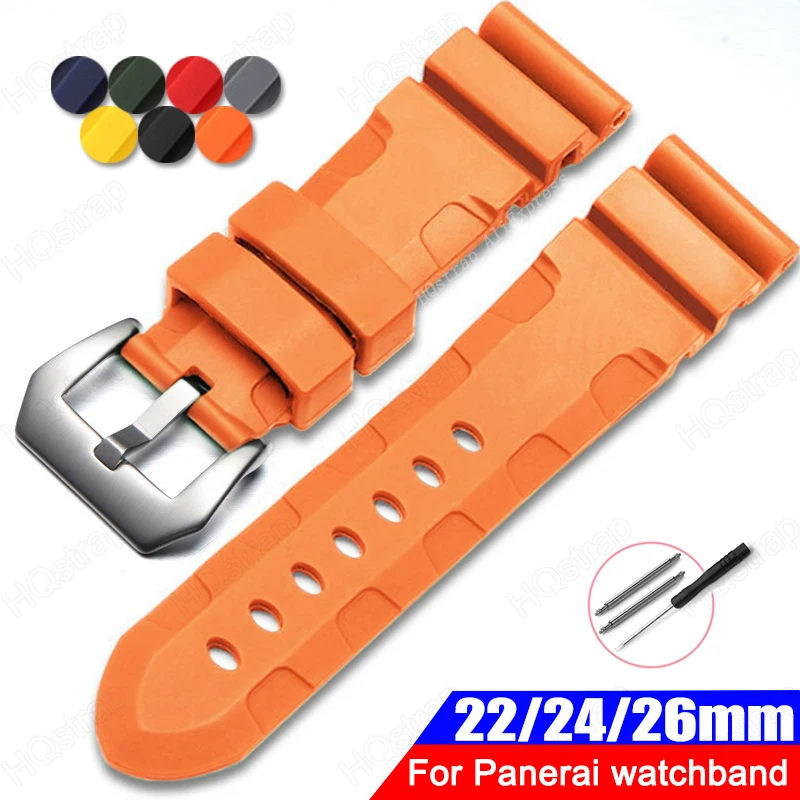 Soft Silicone Strap 22mm 24mm 26mm Bracelet for Panerai Watch Band Universal Replacement Wristband Sport Rubber Men Women Belt