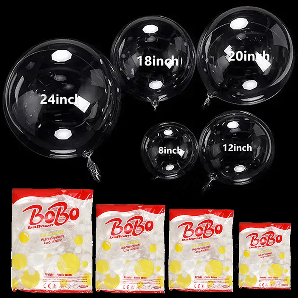 10 globos transparentes Bobo de 10/12/18/20/24/36 pulgadas, globos de burbuja transparentes para decoración de bodas, fiestas de cumpleaños, globos de helio