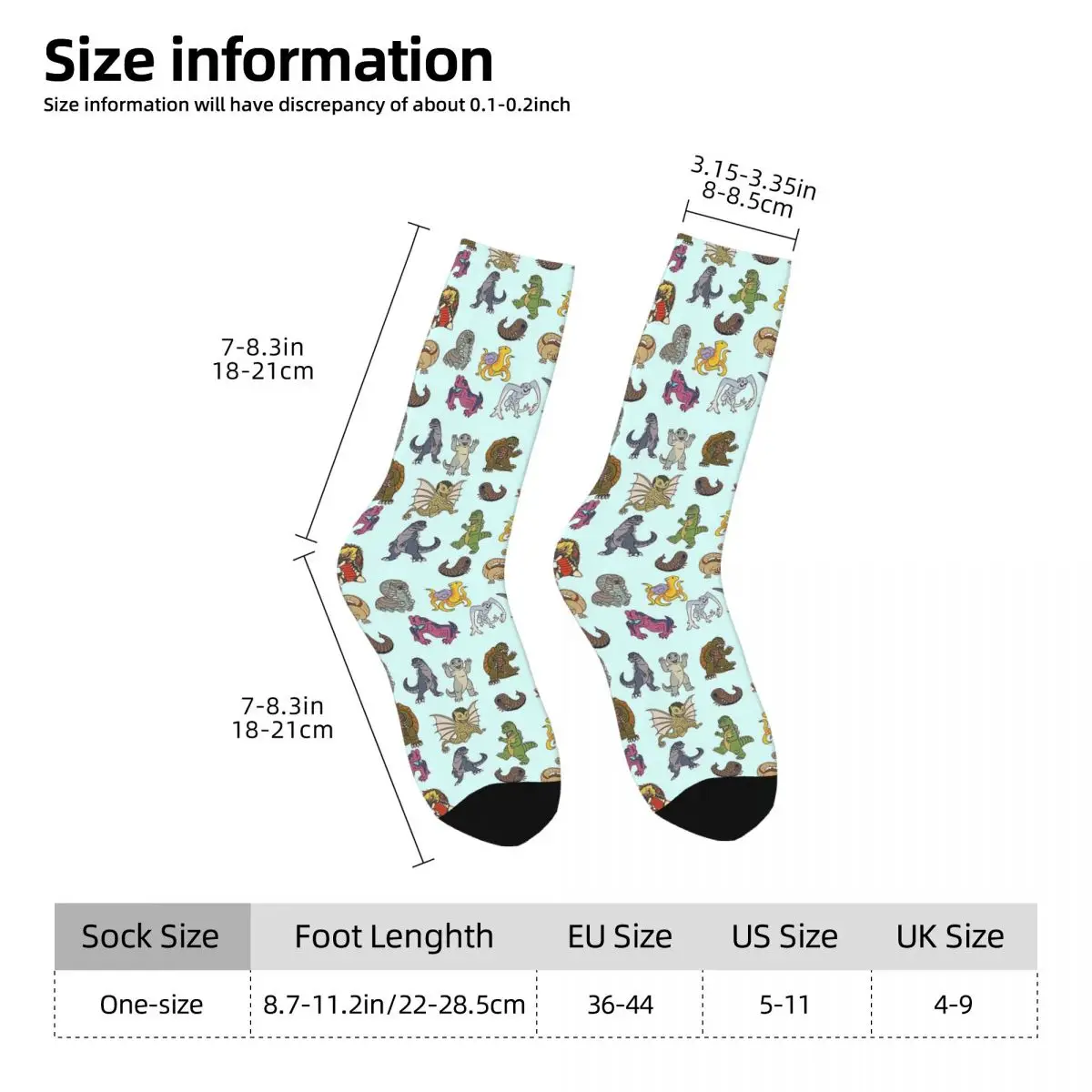 Kaiju Babies Socks Harajuku Sweat Absorbing Stockings All Season Long Socks Accessories for Man's Woman's Gifts