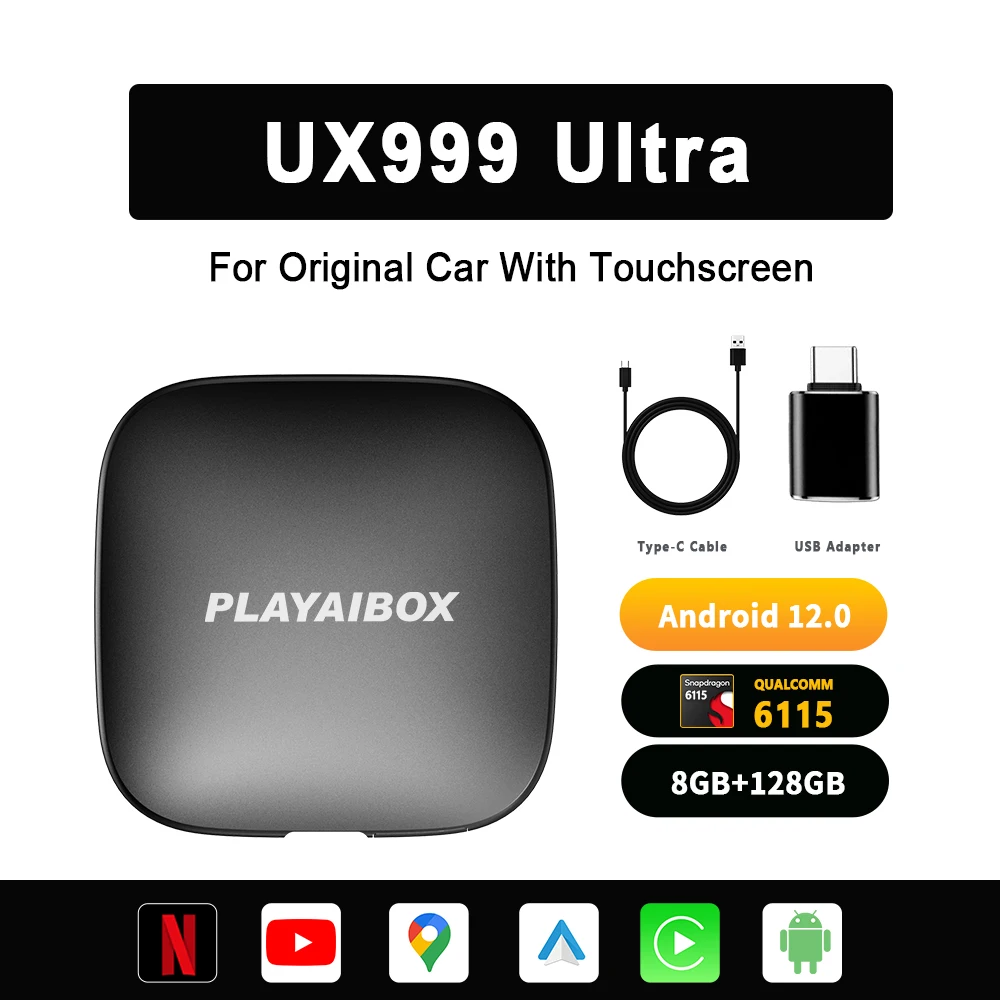 UX999 Ultra Carplay Ai Box Adapter Android 13 OEM Carplay To
