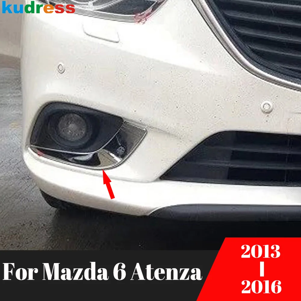 Front Fog Light Lamp Eyebrow Cover Trim For Mazda 6 Atenza 2013-2015 2016 Chrome Car Foglight Eyelid Trims Exterior Accessories