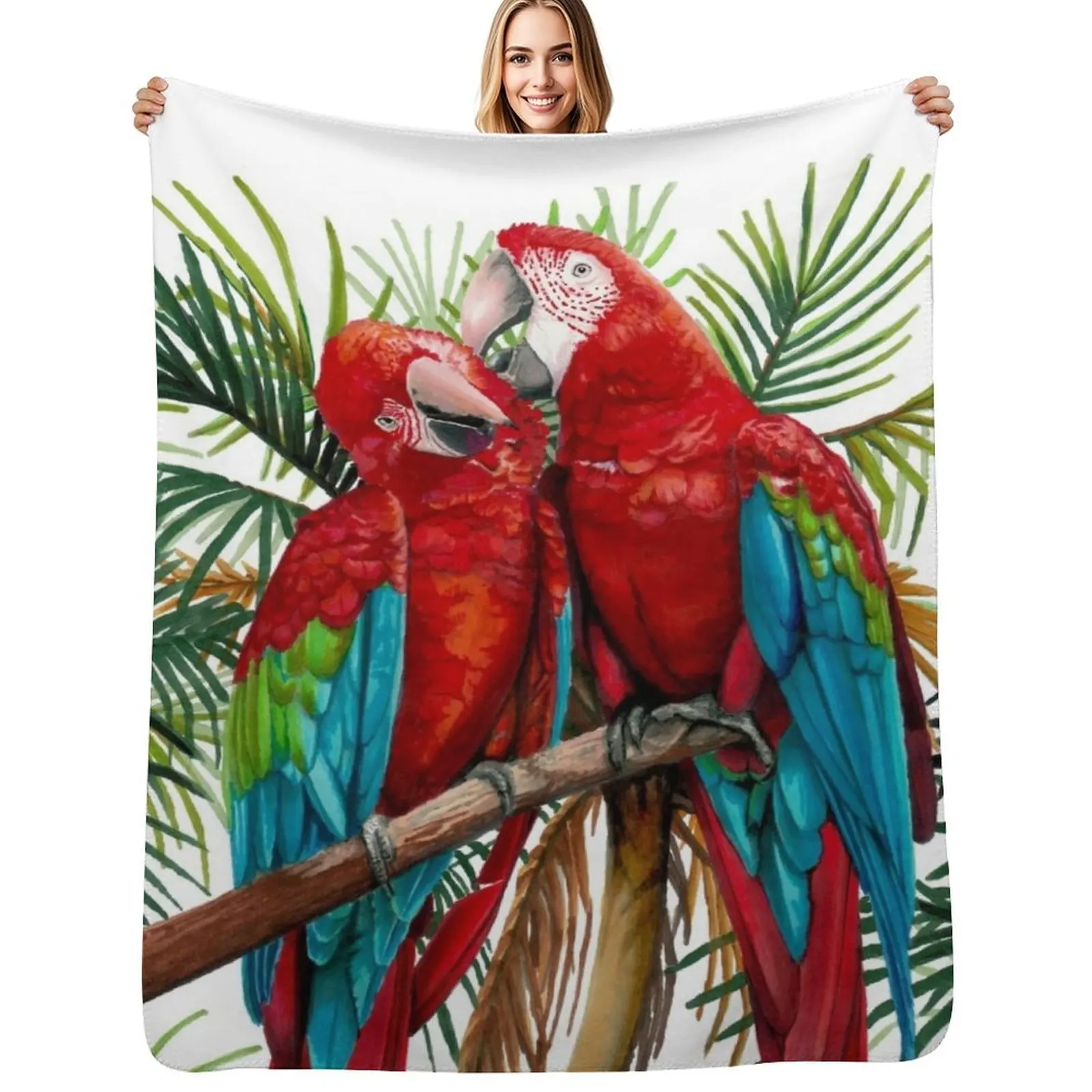 Macaws in Love Throw Blanket Large Furrys Hairys Designers heavy to sleep Weighted Blankets