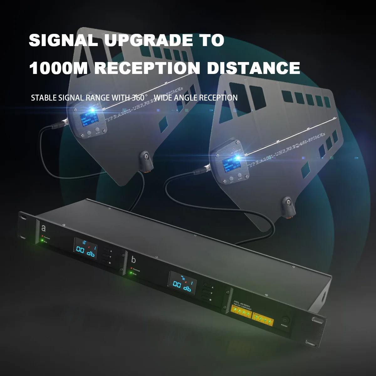 RF Signal Distributor Antenna Distribution System Wireless Microphone 16 Channels Signal Booster Amplifier UHF Super Wideband