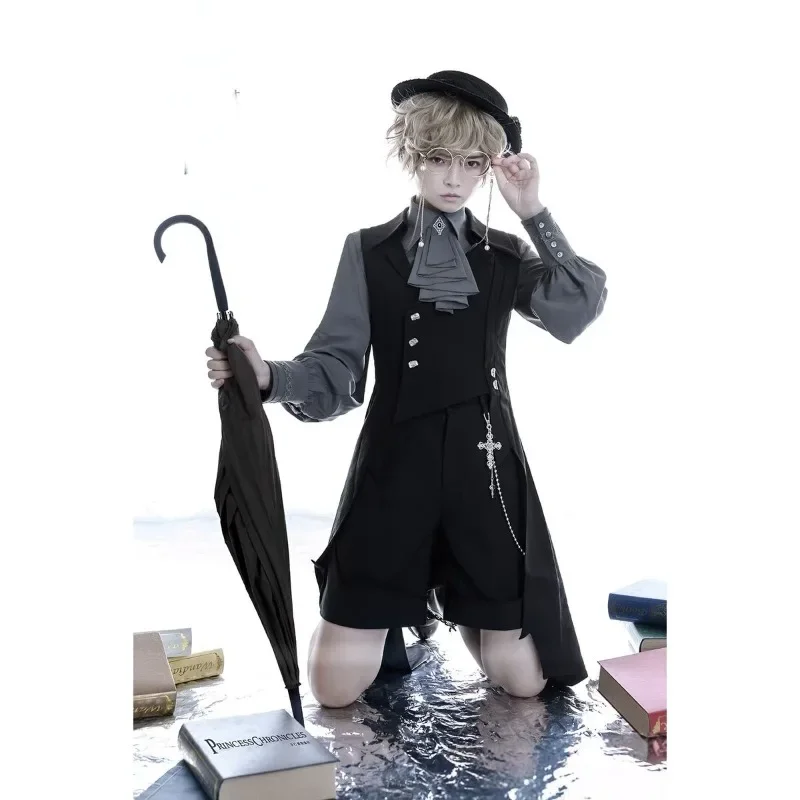 الأزرق خمر Kawaii لوليتا قميص المرأة Y2k Harajuku البلوزات ثقافة فرعية الخريف Blusas Mujer قميص قمصان Jk والبلوزات #3