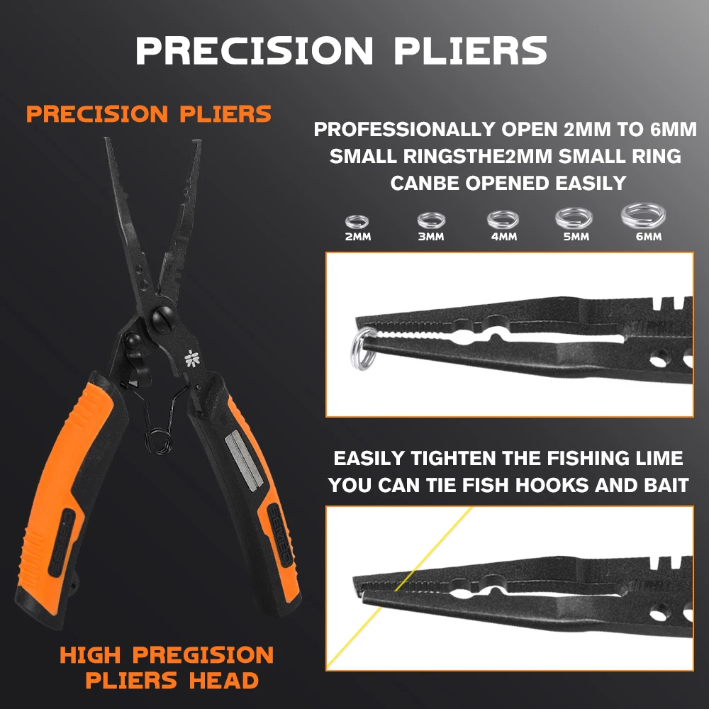 ZUKIBO New Multifunction Cutthroat fishing pliers PTFE Coating Fishing Split Ring Pliers,2CR13 Stainless Steel Fishing Tools