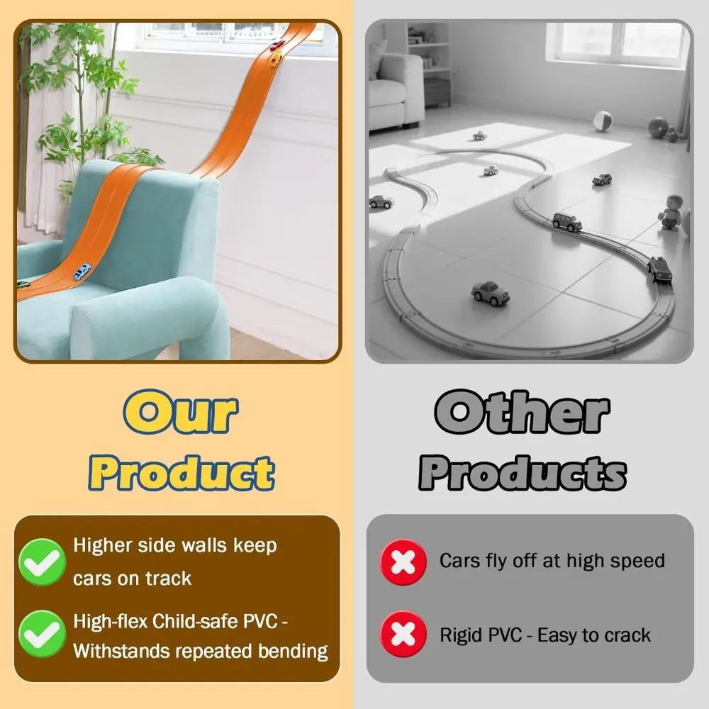 Assembly Flexible Race Track Toy Bendable with Suction Cups Racing Track Car Toy Portable DIY