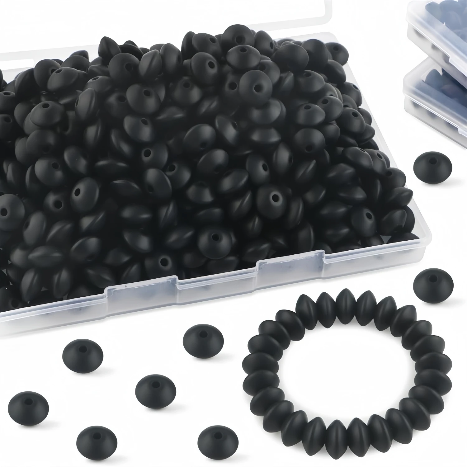 30/100Pcs Silicone Small Lentils Beads,12mm Silicone Beads for Keychain Making,Bulk Silicone Abacus Beads for Necklace Bracelet Making &Space