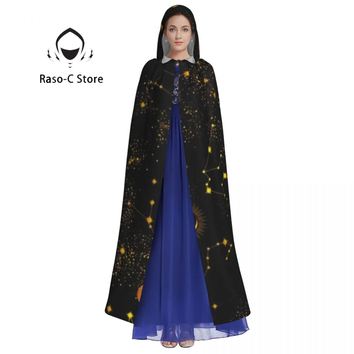 Hooded Cloak Unisex Cloak with Hood Space Galaxy Constellation Cloak Vampire Witch Cape Cosplay Costume