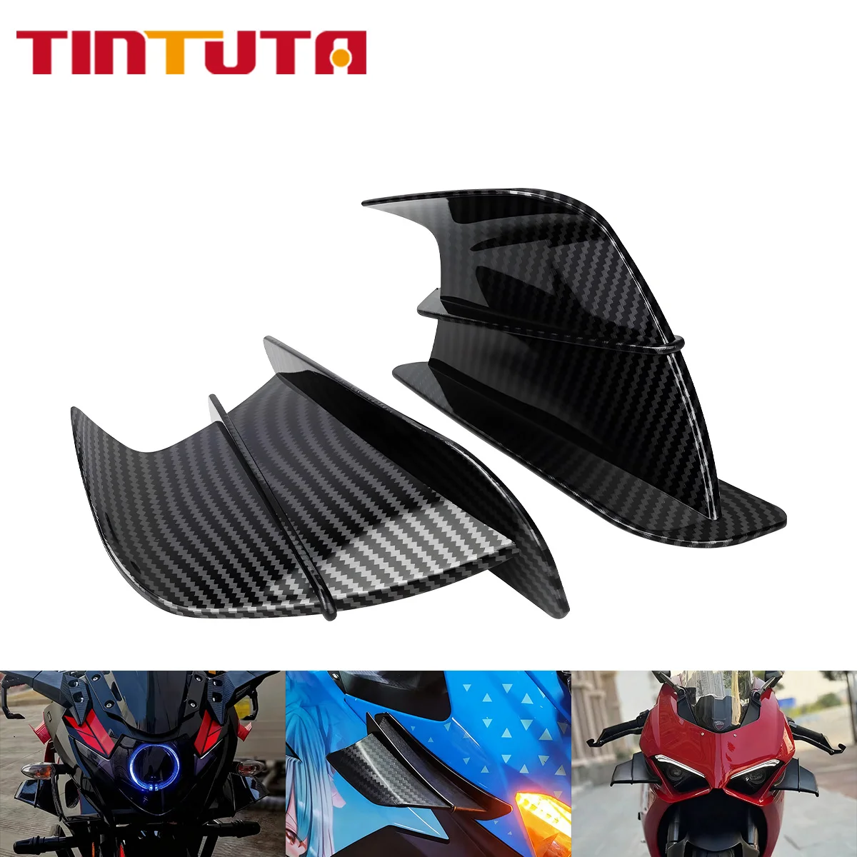 Kit de Alerones Aerodinámicos para Motocicleta, de Fibra de Carbono ABS, Universal para Yamaha XMAX 250, Honda PCX, Italika FT150/GTS, Kawasaki N