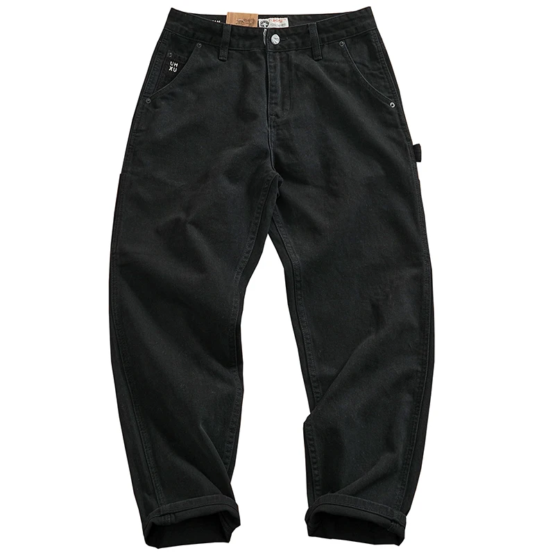Pantaloni cargo multitasche lavati alla moda larghi in twill intrecciato pesante vintage americano autunno e inverno